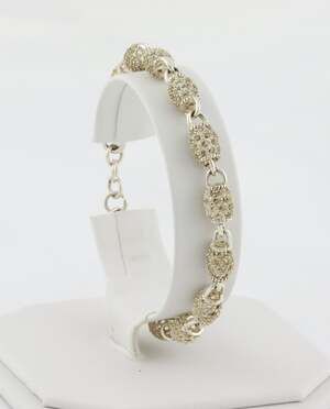 Sterling Silver Filigree Honeycomb Barrel Bracelet 7 1/2" to 8" inch